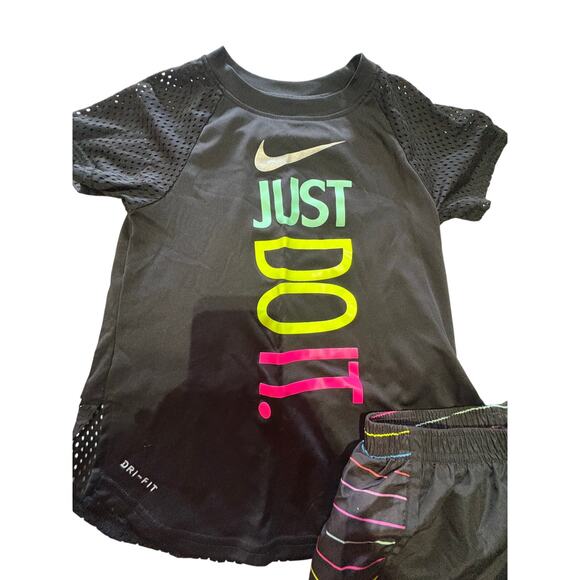 Nike Dri-FIT Girls 2-Piece Athletic Set “Just Do It” Black Size 6X - Picture 5 of 8